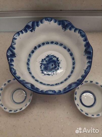 Набор большая ваза и 2 маленькие гжель