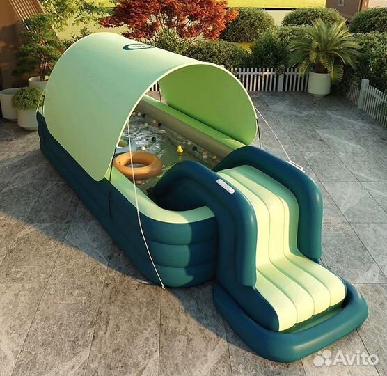 Детский надувной бассейн с горкой