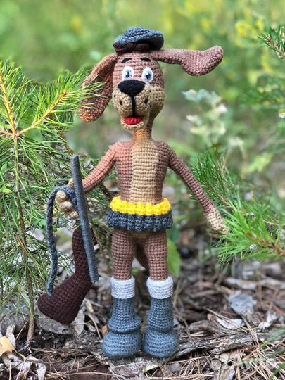 Пес Шарик из Простоквашино игрушка вязаная крючком