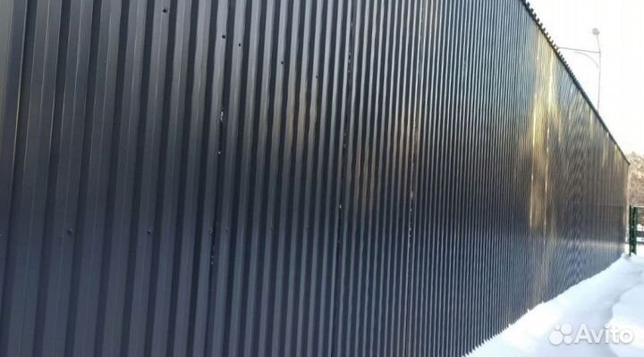 Профнастил темно-серый 0,4мм С21 RAL7024, 6х1,051м