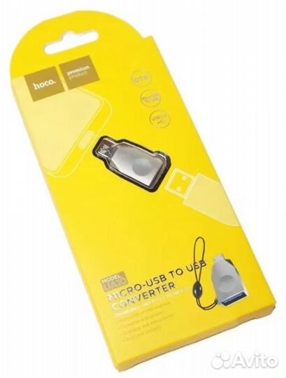 Адаптер OTG USB-Micro USB hoco UA10 silver