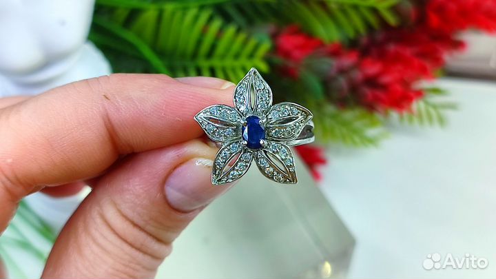 Кольцо с природным сапфиром 0,6ct, 5,18гр, s925