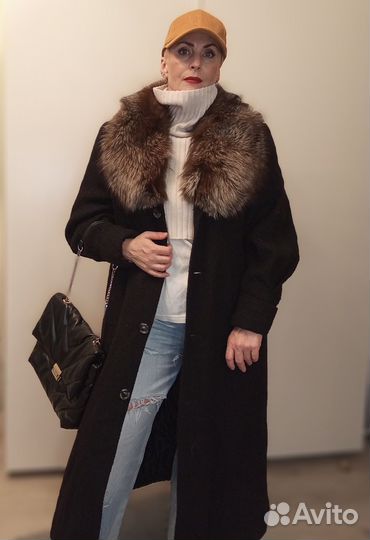 Пальто с мехом из песца винтажное