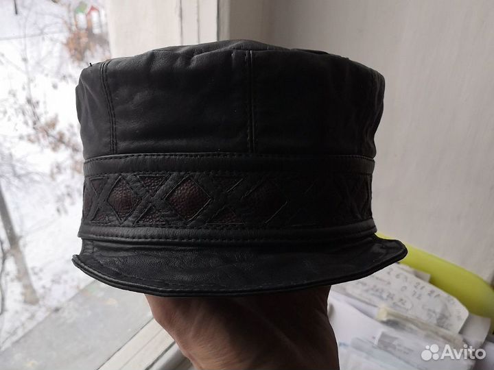 Мужская кепка, нат. кожа