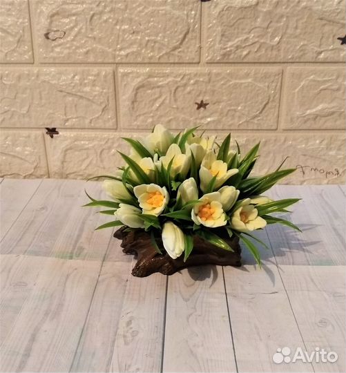 Букет подснежников из мыла