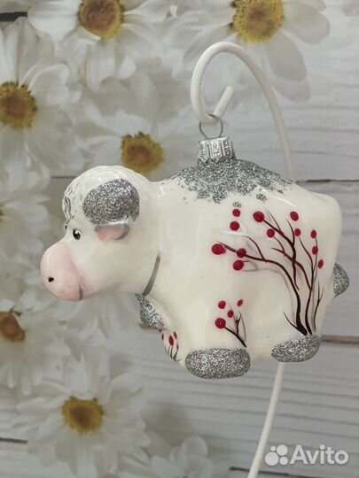 Елочная игрушка Ариель, бычок Снежок