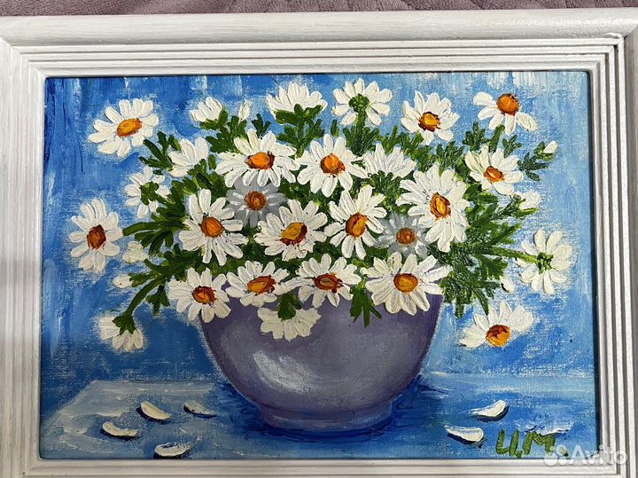 Картина маслом на холсте Ромашки