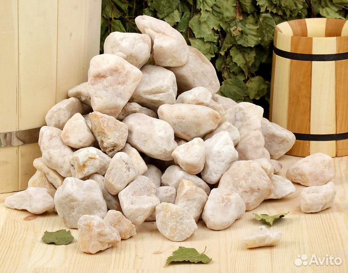 Камни для бани и сауны кварц цветной галтованный