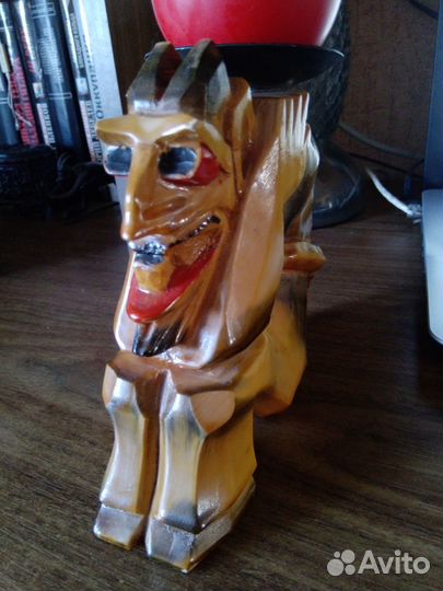 Подсвечник/ статуэтка Чёртик деревянный СССР