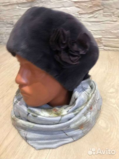 Берет из эко меха на флисе