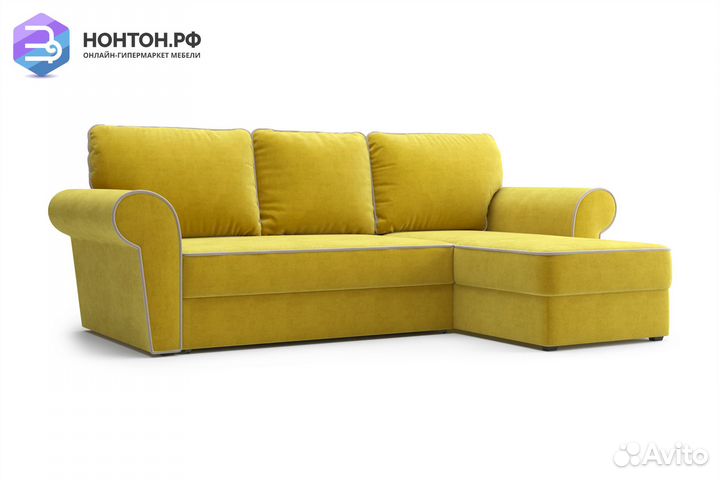 Диван угловой дельфин Прованс горчичный