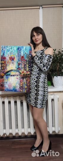 Городской пейзаж, дома, импрессионизм, картина