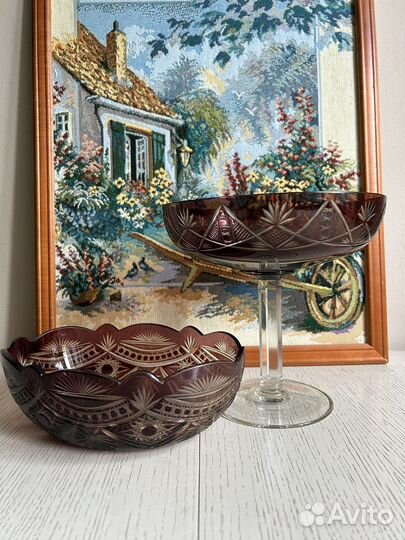 Вазы из цветного стекла СССР