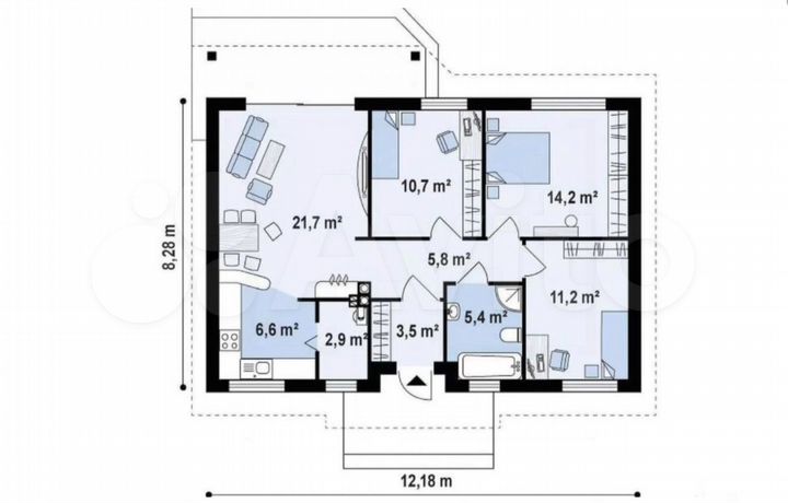 Дом 86,2 м² на участке 6 сот.