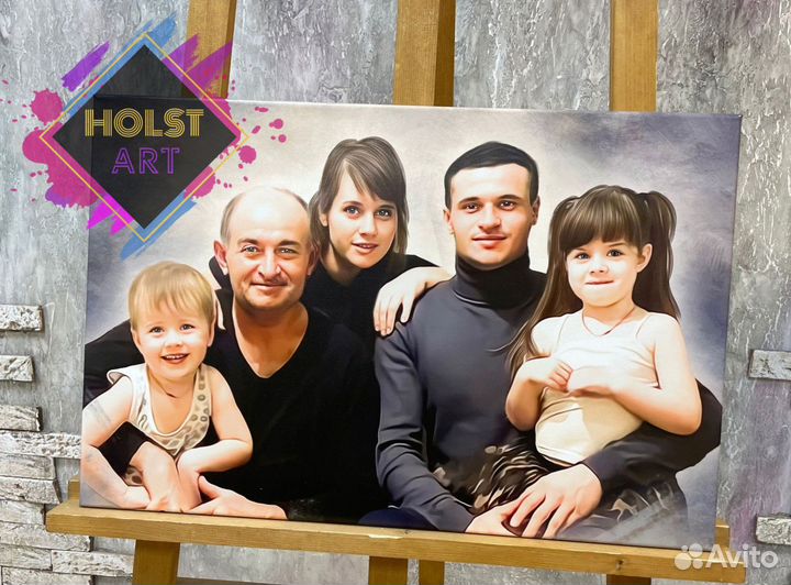 Портрет по фото на холсте