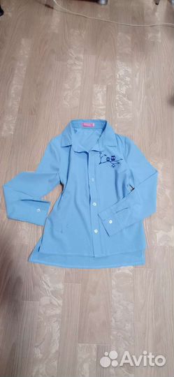 Блузка голубая 128