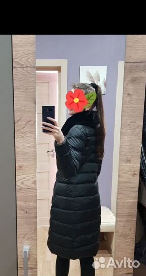 Пуховик зимний длинный женский с мехом