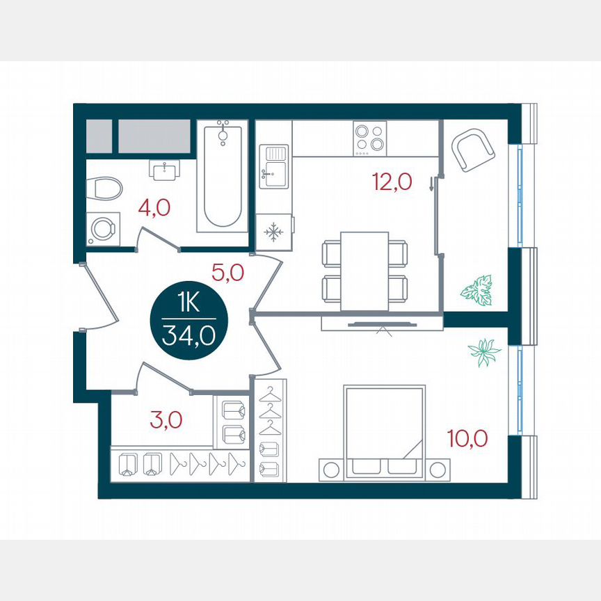 1-к. квартира, 34 м², 15/32 эт.