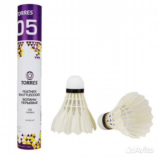 Воланы для бадминтона torres 05 (перо/пробка)