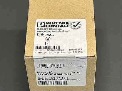 Phoenix contact 2967183 PLC-BSP-230UC новый, 455 ш