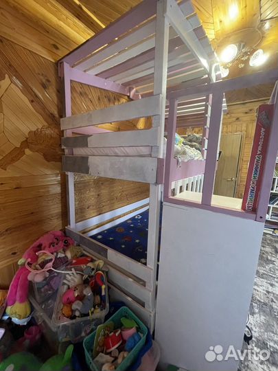 Детская двухярусная кровать натуральное дерево