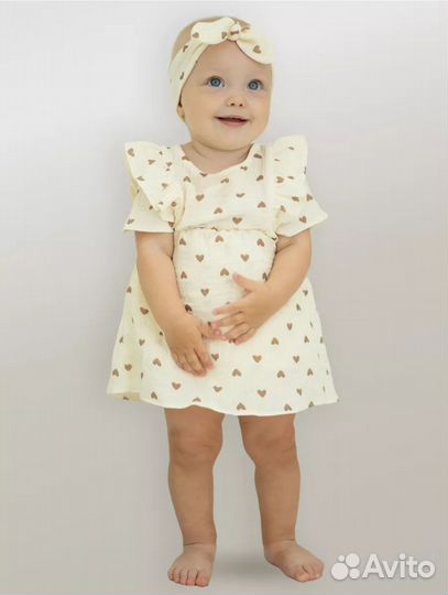 Детское муслиновое платье боди 62р-р