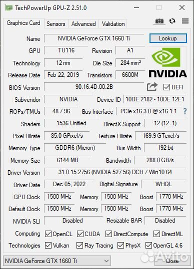 GTX 1660 Ti Asus TUF Gaming
