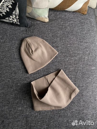 Детский комплект шапка и снуд 6-9 месяцев
