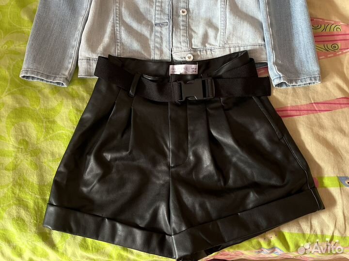 Детская Джинсовая куртка и шорты кожаные