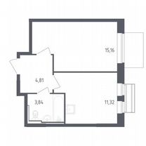 1-к. квартира, 35,1 м², 6/9 эт.