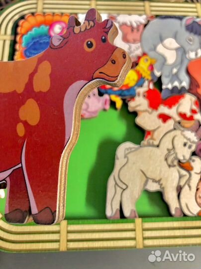 Деревянная развивающая игра-пазл «Животные»