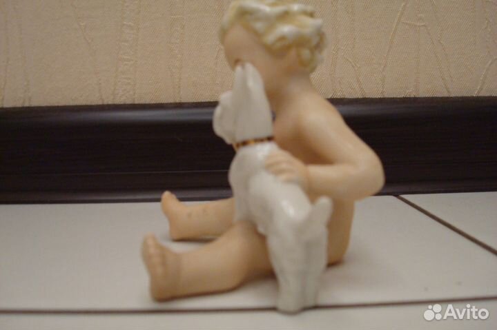 Статуэтка Путти с собакой фрг редкая 50г бисквит