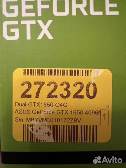 Видеокарта asus GeForce GTX 1650 dual OC