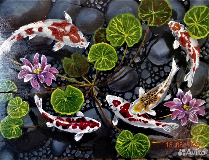 Картина на срезе березы 