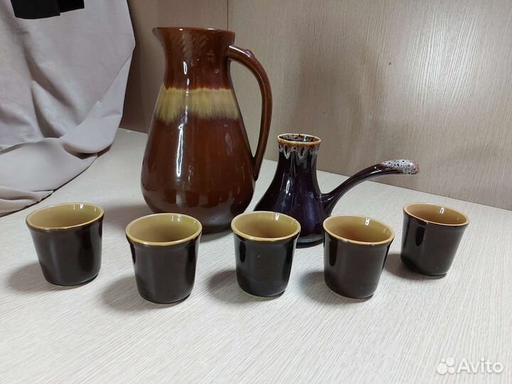 Кувшин Бочонок Стаканы керамика 5шт СССР