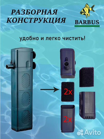 Фильтр внутренний для аквариума barbus 025