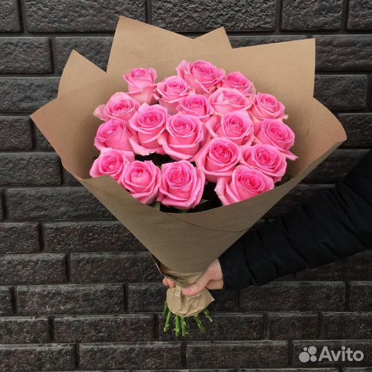 Букет 19 розовых роз Цветы Красноярск
