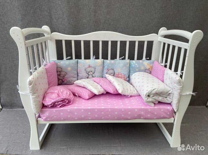 Комплект бортики в кроватку для новорожденных