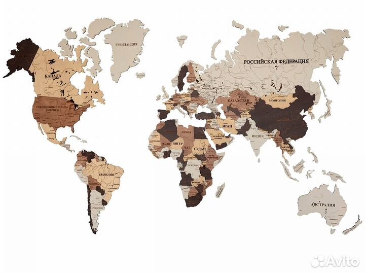 Премиум карта мира из дерева Челябинск