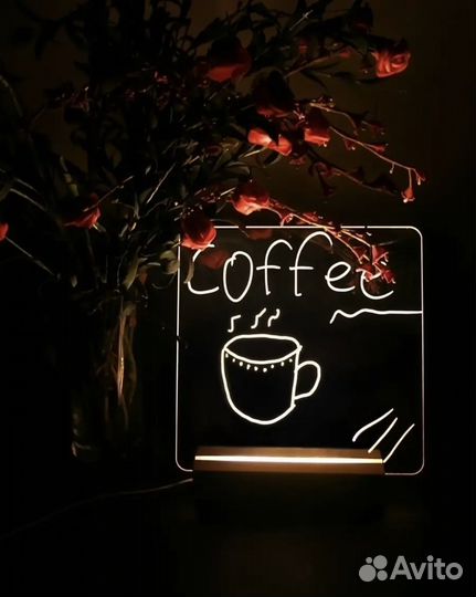 Прозрачная светящаяся доска для записей и заметок