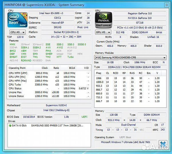 Intel Xeon E5-2695v3 CPU 2.3GHz 14-Core