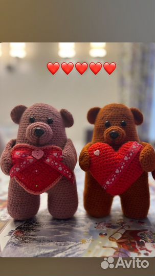 Вязаные мишки на 14 февраля