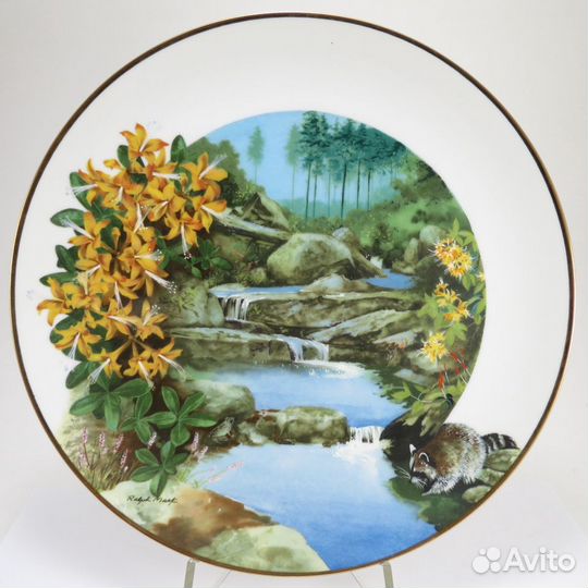 Тарелка Дикие Южные Цветы: Дикая Жимолость и Енот