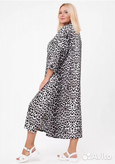Леопардовое платье рубашка женское новое туника
