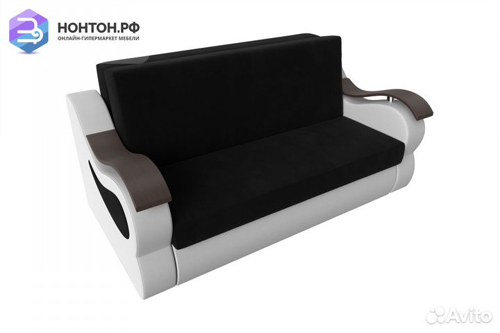Диван аккордеон Меркурий микровельвет черный / эко