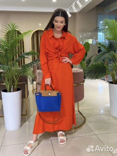 Костюм двойка лен платье+рубашка