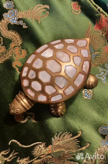Черепаха пепельница шкатулка латунь