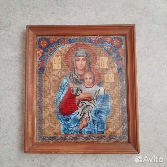 Подарок Икона Божьей Матери из бисера