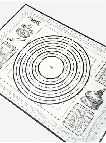 Коврик силиконовый для раскатки теста с ножом