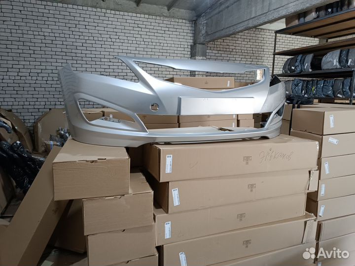 Бампер передний hyundai solaris цвет серебристый